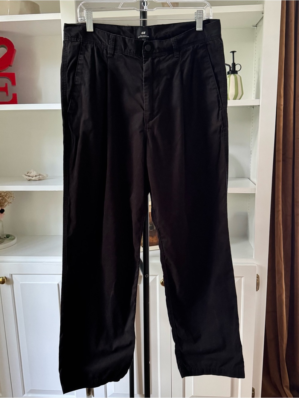 H&M Men's Black Relaxed Fit Cotton Pants